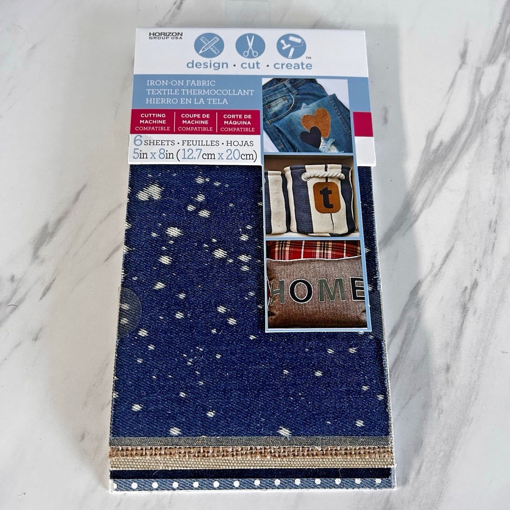 Horizon Group USA Iron on Fabric 6 Sheet 5"x8" Denim & Tweed Designs Crafts HHH